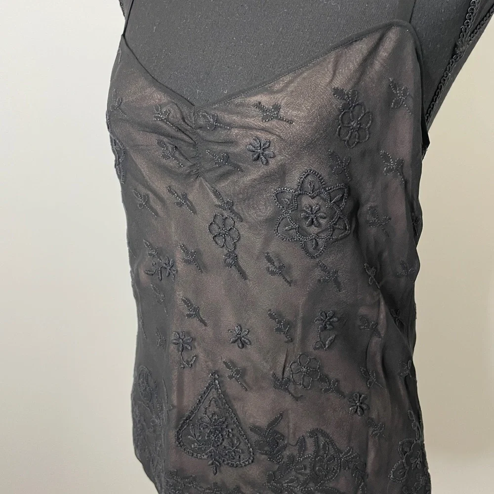 Megan Park Lace Black 100% Silk Camisole